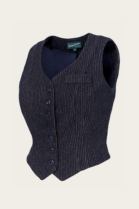 The Suit Up Waistcoat - navy & brown pinstripe - Dotty&Dan