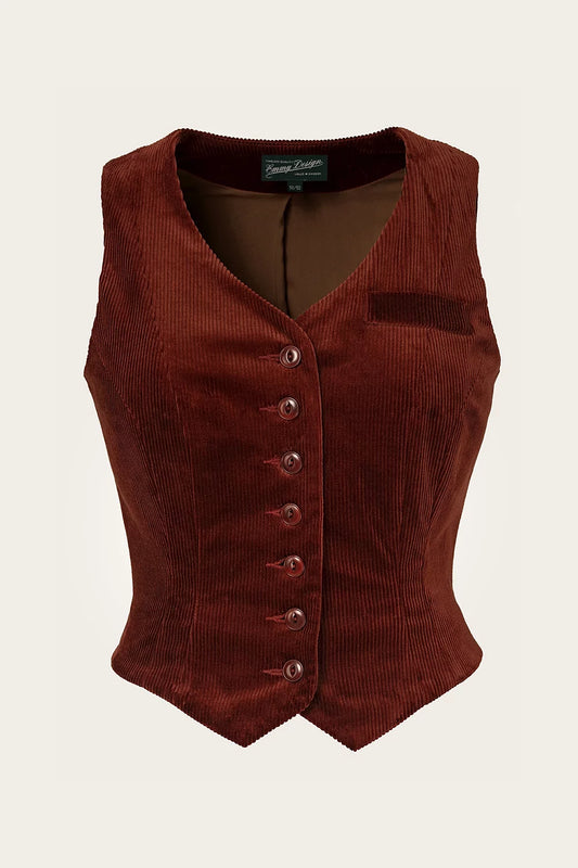 Emmy Design Suit Up Waistcoat Cinnamon Cord – Vintage Damen Weste