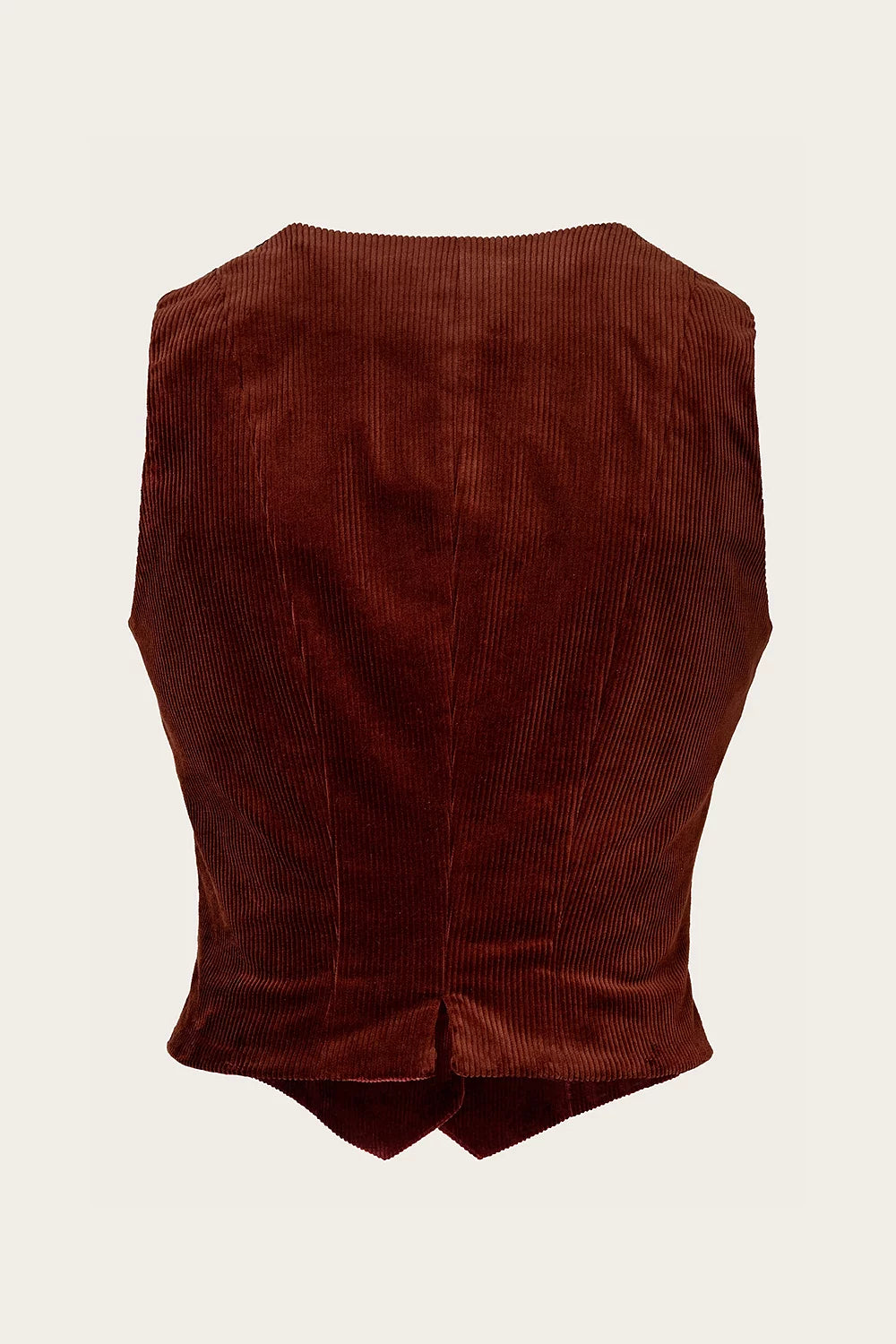 Rückansicht Emmy Design Cord Weste Zimtbraun – Jumbo Cord Damenmode