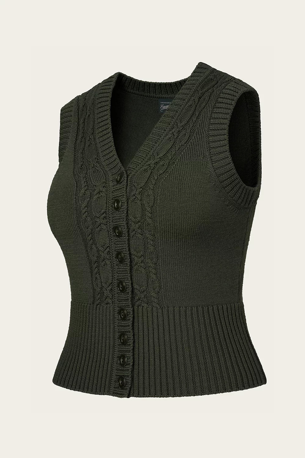 Emmy Design Sassy Sweater Vest Pine Green – Damen Wollweste Vintage