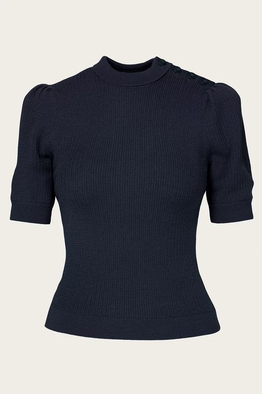 The Top Drawer Top - Navy mélange wool - Dotty&Dan