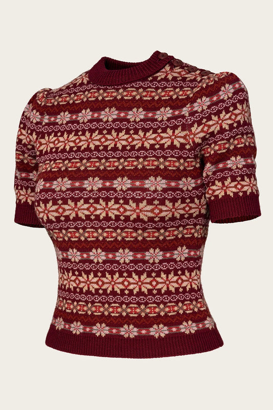 The Fairest Knit Top - Maroon mélange wool - Dotty&Dan