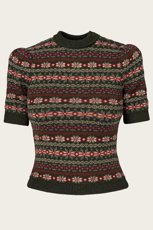 The Fairest Knit Top - pine green mélange wool - Dotty&Dan