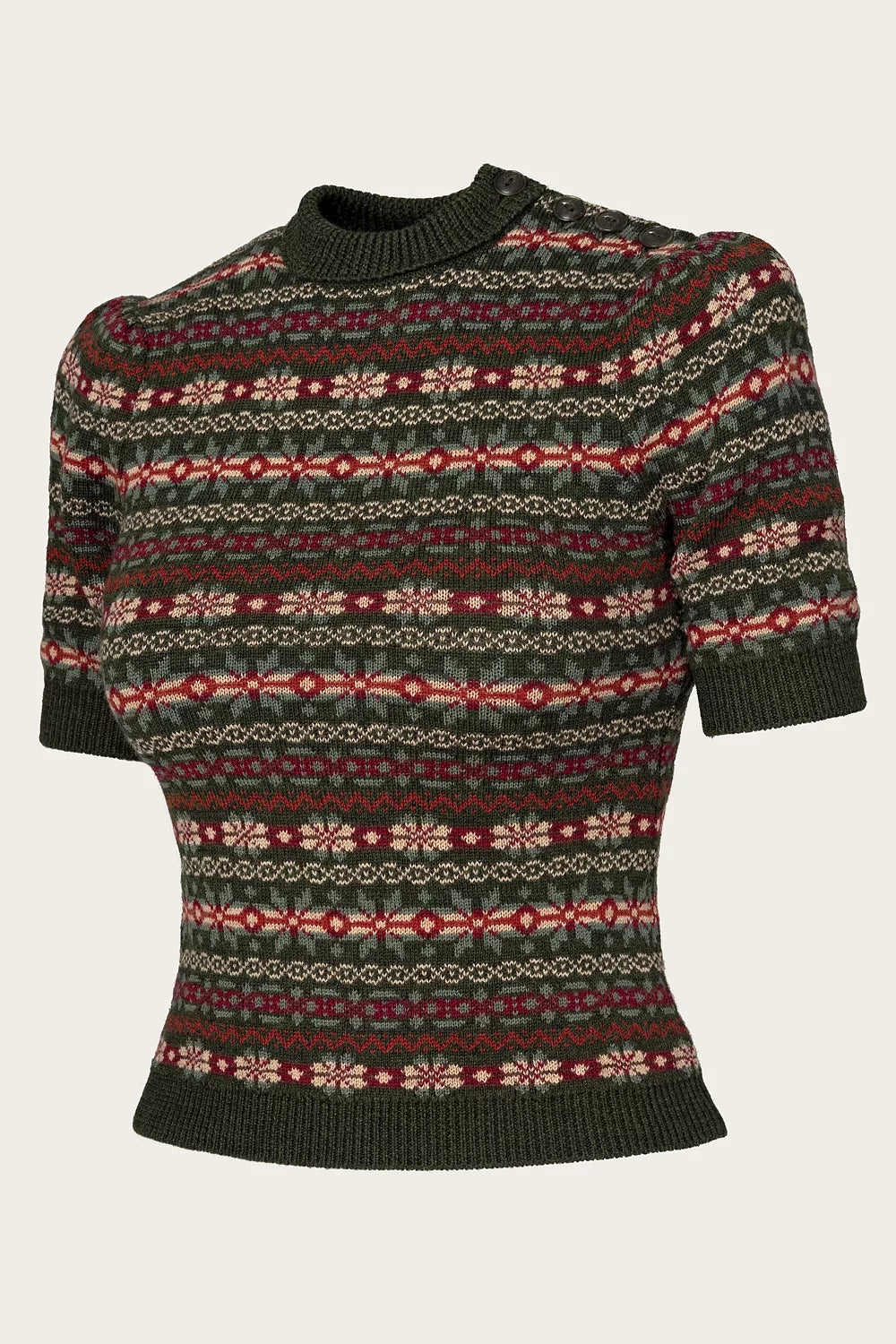The Fairest Knit Top - pine green mélange wool
