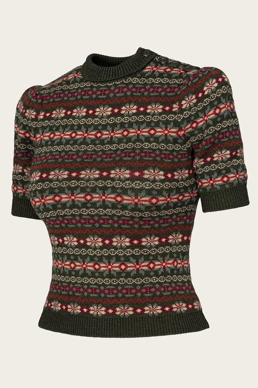 The Fairest Knit Top - pine green mélange wool - Dotty&Dan