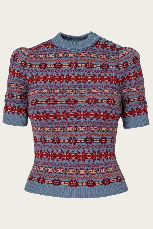 The Fairest Knit Top - pale indigo mélange wool - Dotty&Dan