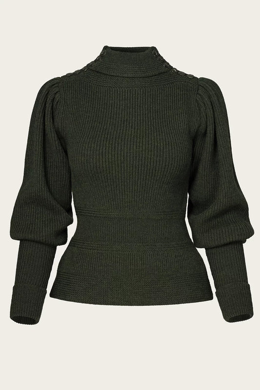 Edwardian Cycling Sweater pine green melange Vorderansicht