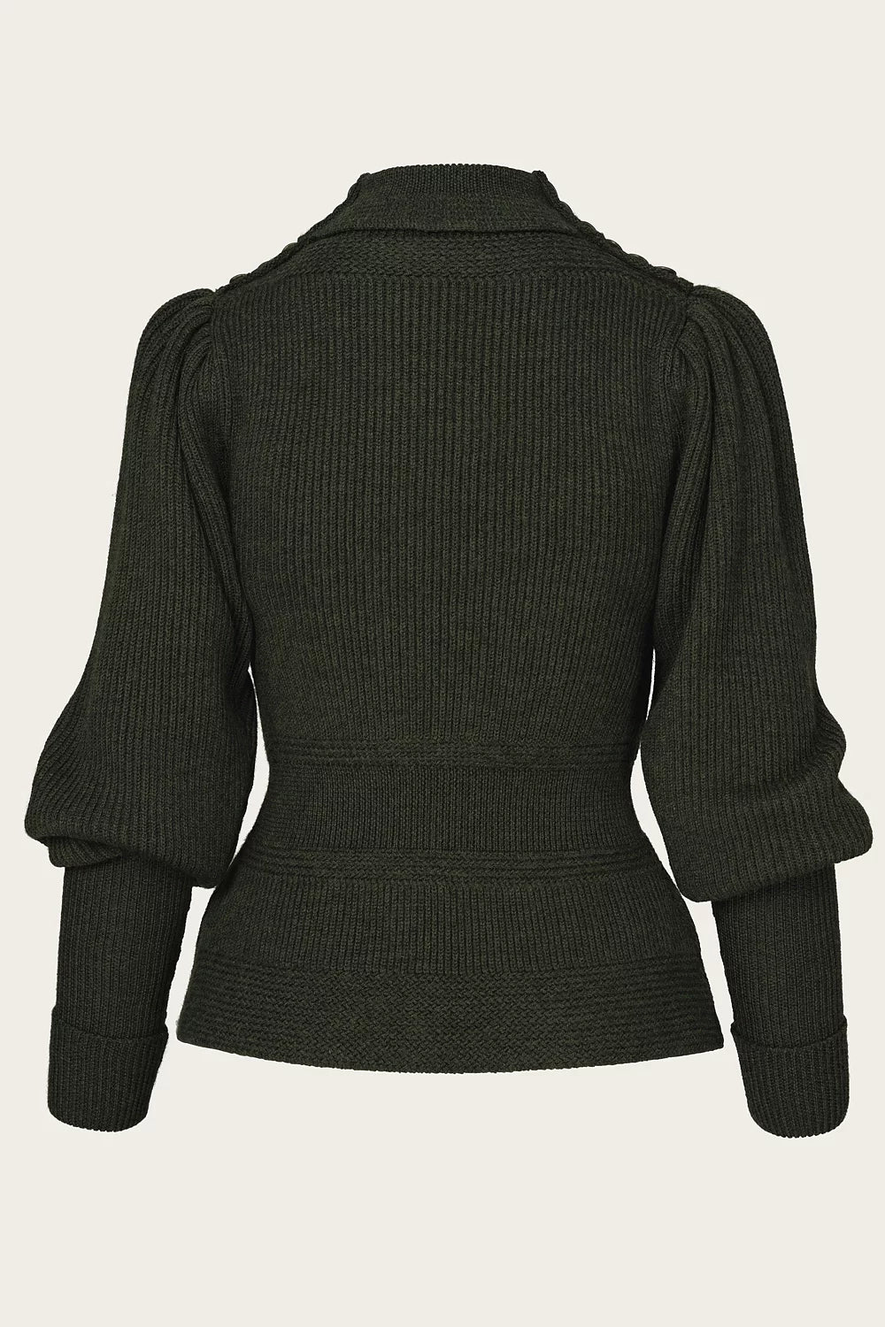 Edwardian Cycling Sweater pine green melange Rückansicht