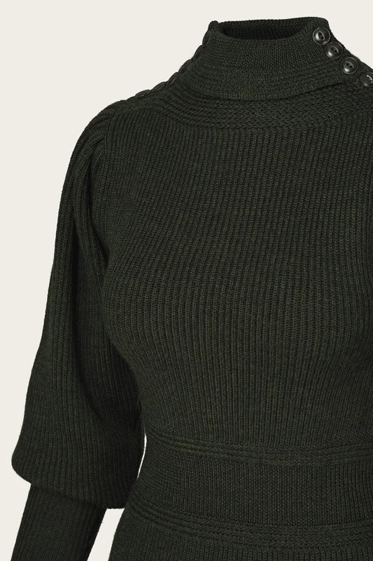 The Edwardian Cycling Sweater - Pine green mélange wool - Dotty&Dan