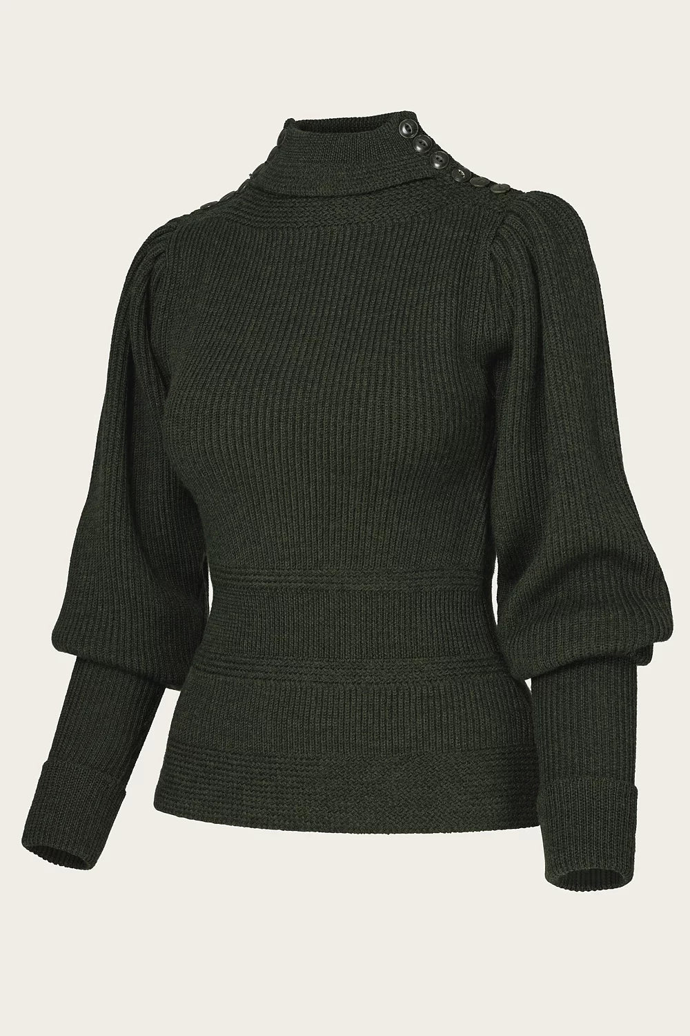 The Edwardian Cycling Sweater - Pine green mélange wool - Dotty&Dan