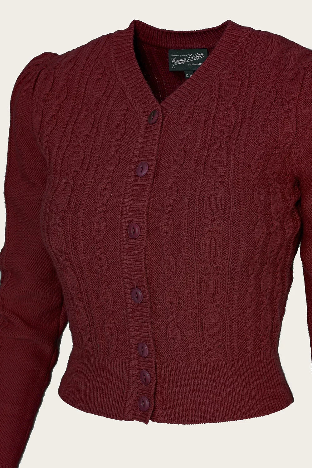 Ice Skater Cardigan maroon melange Detail Knöpfe