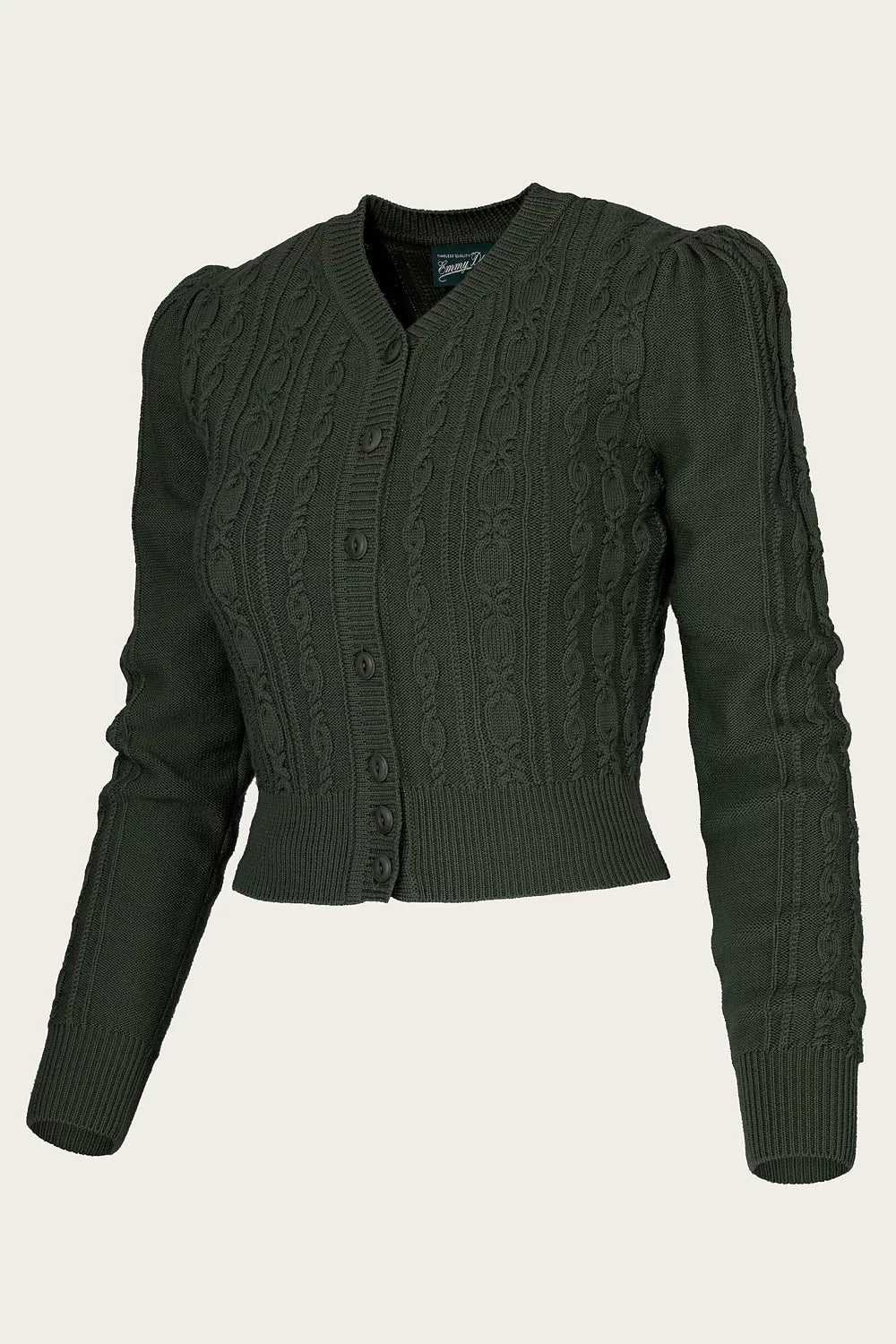 The Ice Skater Cardigan - pine green mélange wool - Dotty&Dan