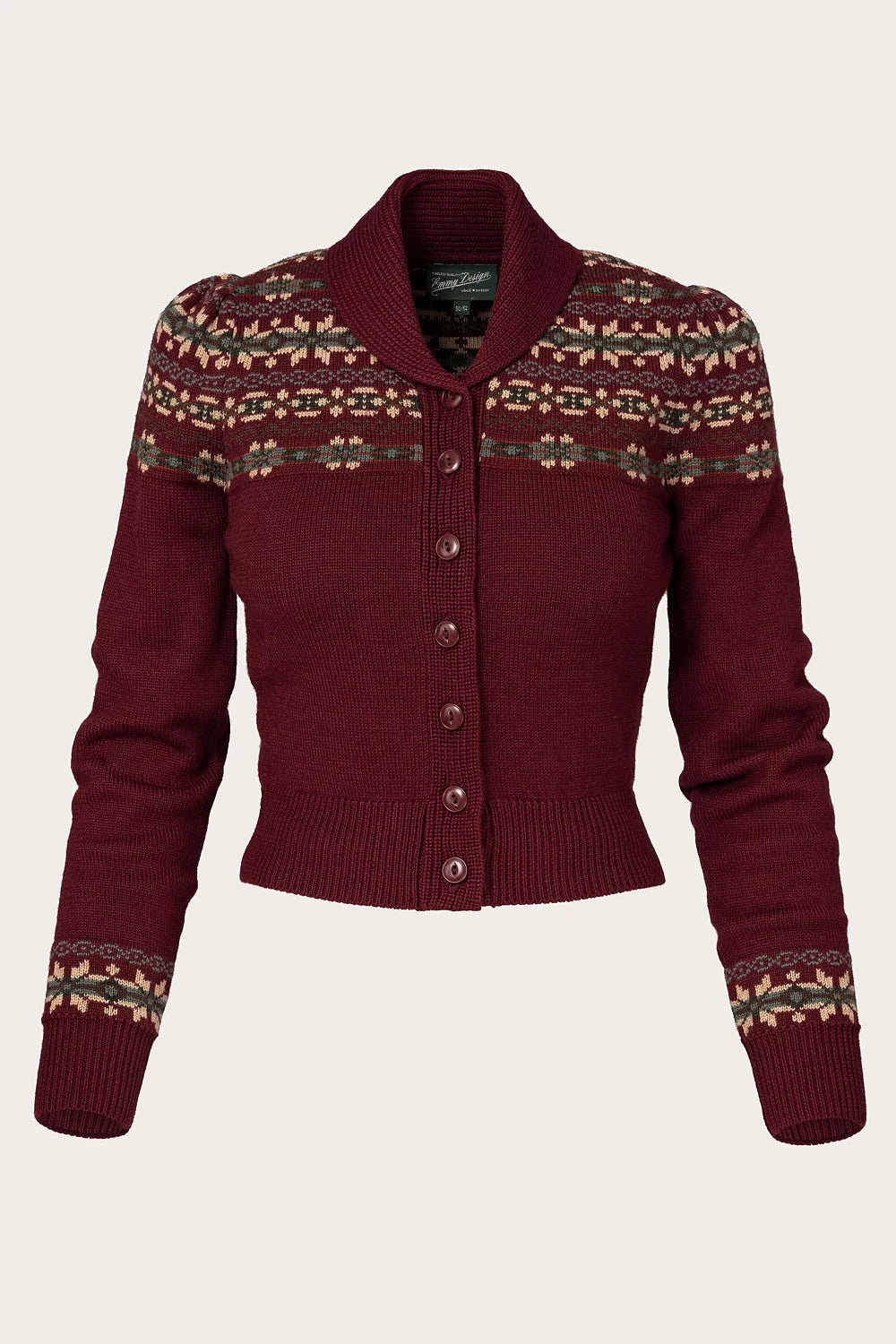 The Fair Isle Knit Jacket - Maroon mélange wool - Dotty&Dan
