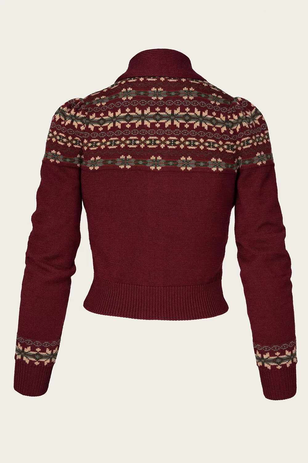 The Fair Isle Knit Jacket - Maroon mélange wool - Dotty&Dan