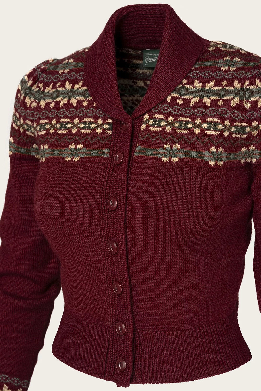 The Fair Isle Knit Jacket - Maroon mélange wool - Dotty&Dan