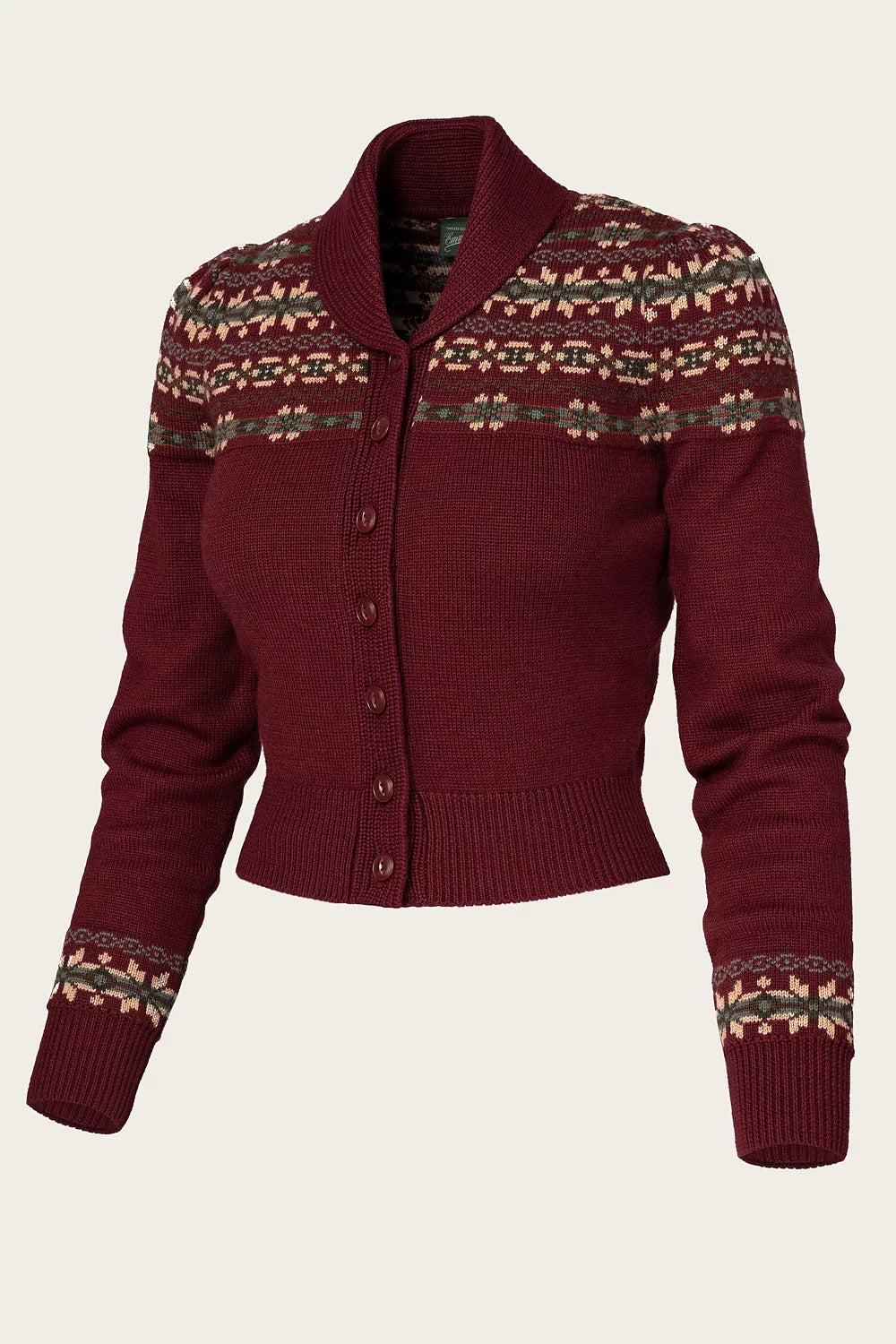The Fair Isle Knit Jacket - Maroon mélange wool - Dotty&Dan