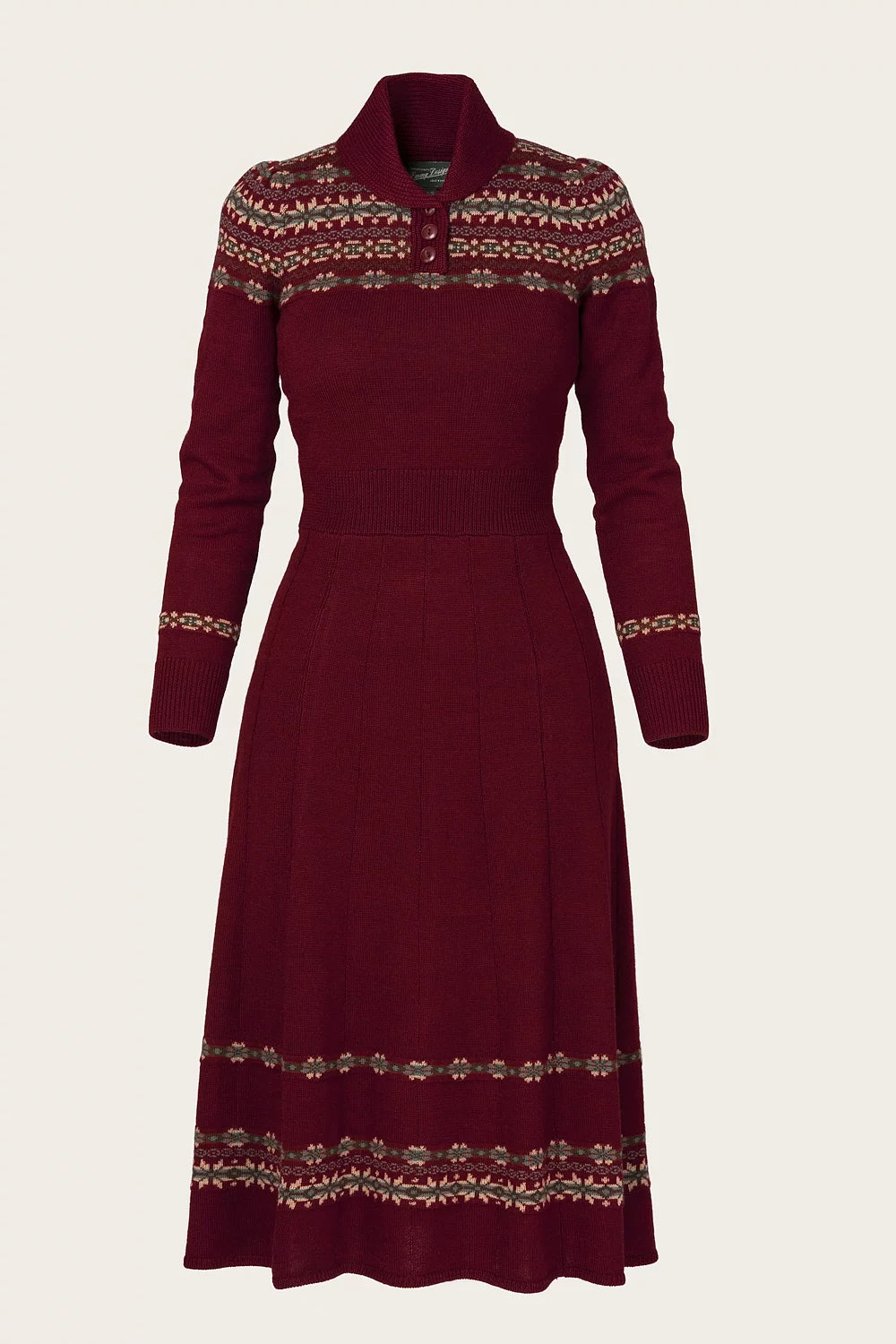 The Fair Isle Knit Dress - maroon mélange wool - Dotty&Dan