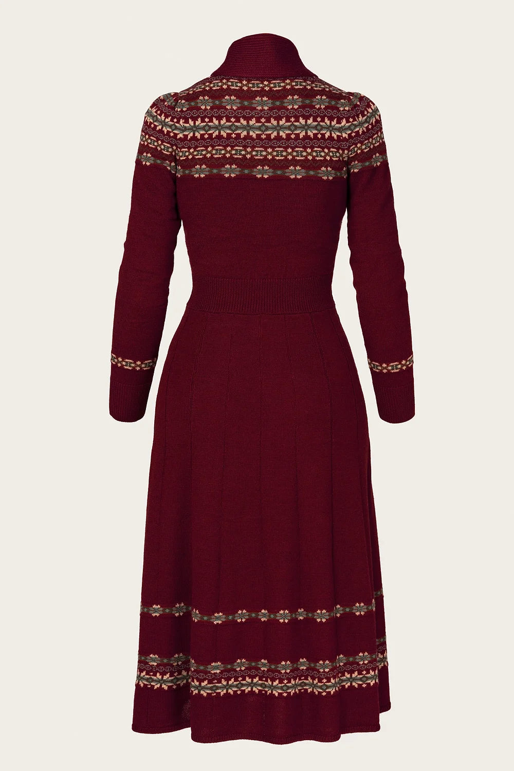 The Fair Isle Knit Dress - maroon mélange wool - Dotty&Dan