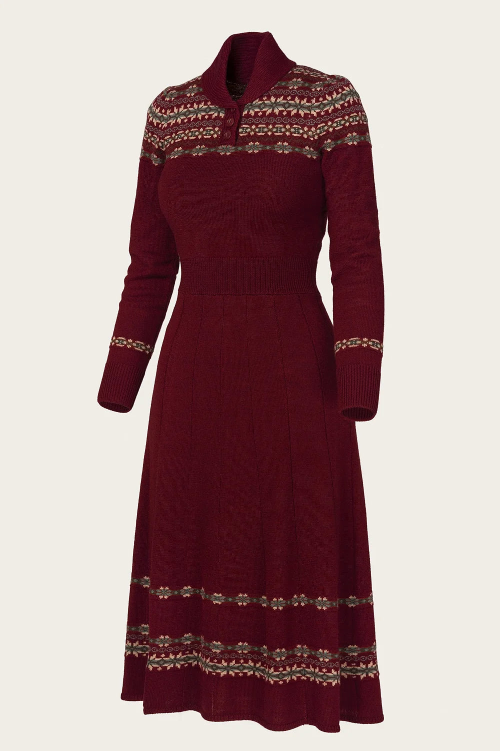 The Fair Isle Knit Dress - maroon mélange wool - Dotty&Dan