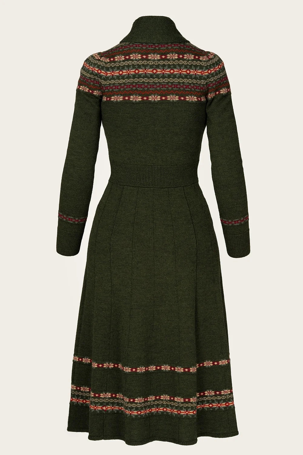 The Fair Isle Knit Dress - Pine green mélange wool - Dotty&Dan