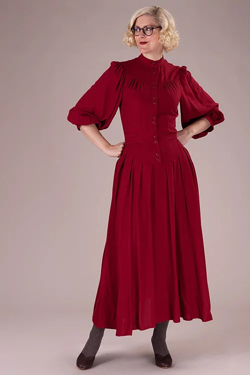 The Green Gables Dress - lingonberry red