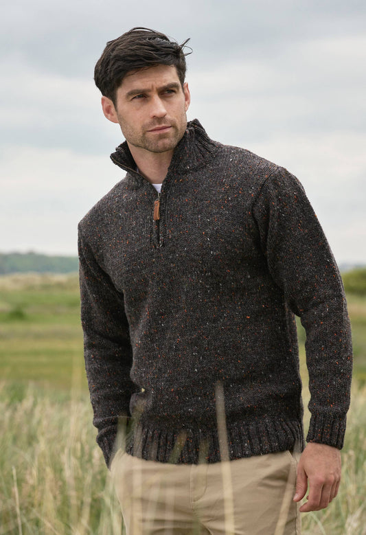 Donegal Wollpullover aus 100% irischer Wolle - graphitbraun - Dotty&Dan