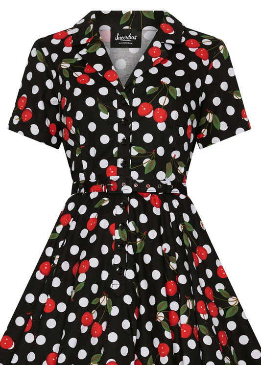 Rockabilly Kleid Damen Kirschenprint Succubus Claire
