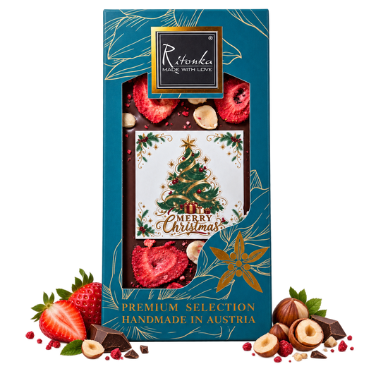 Milchschokolade Weihnachtsbaum – Erdbeere & Haselnuss von Ritonka – Produktfoto