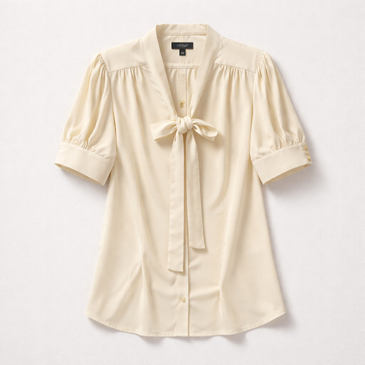 Damenbluse Eloise cream Vintage Bluse mit Schleife