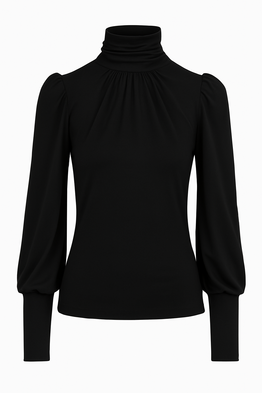 Femkit Shirt Pina Schwarz – elegantes Damen Kragenshirt mit Puffärmeln