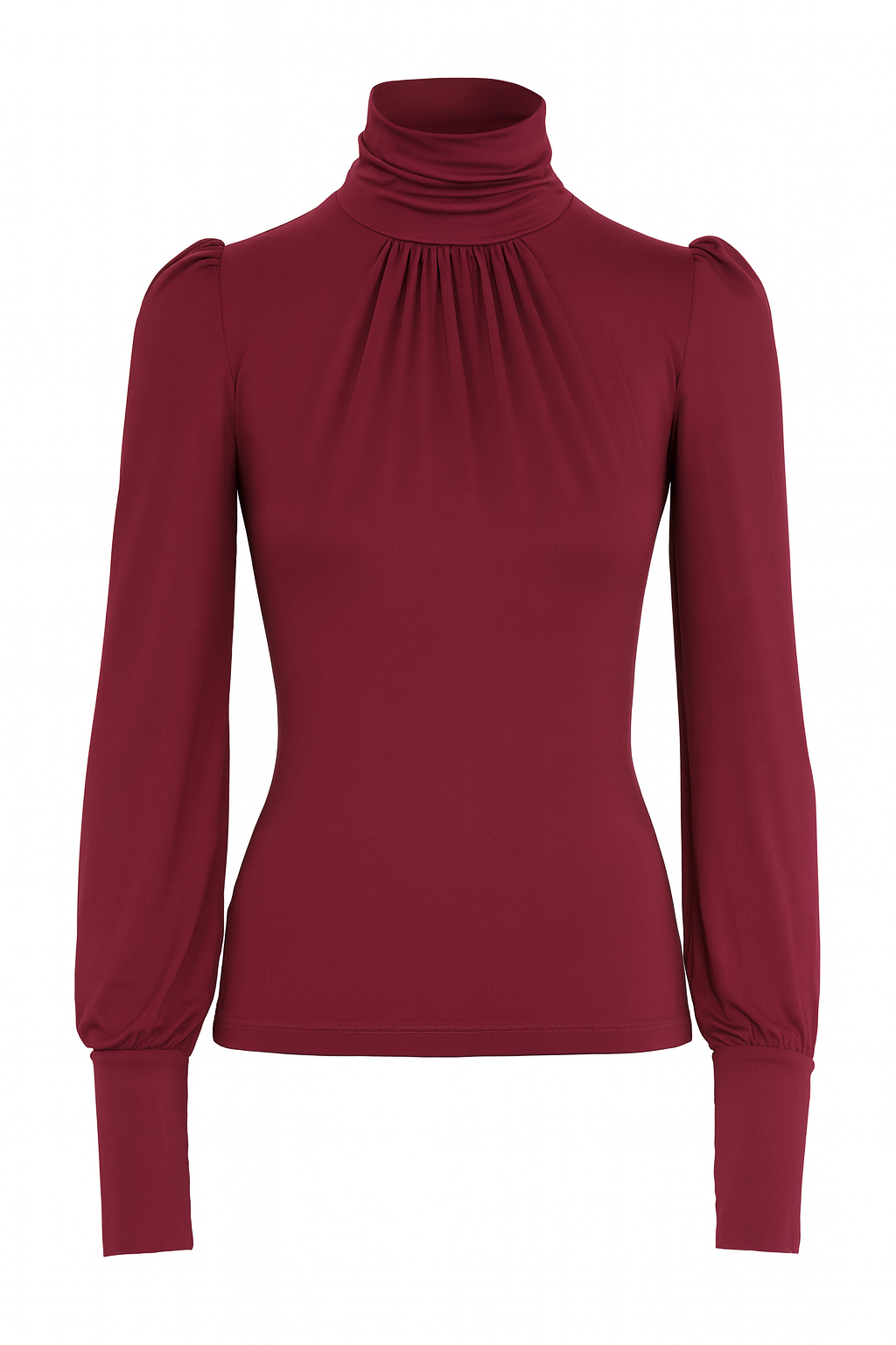 Femkit Shirt Pina Bordeaux – Damen Kragenshirt mit Puffärmeln