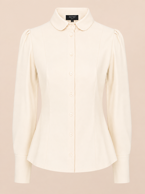 Femkit Berlin FAYE Bluse Creme mit Bubikragen und tailliertem Schnitt