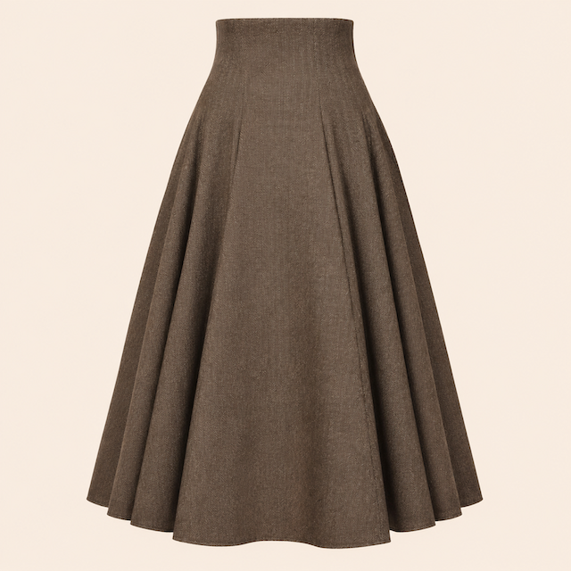 High Waist Rock Damen in Braun mit Herringbone Muster von femkit Berlin