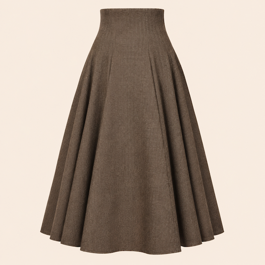 High Waist Rock Damen in Braun mit Herringbone Muster von femkit Berlin