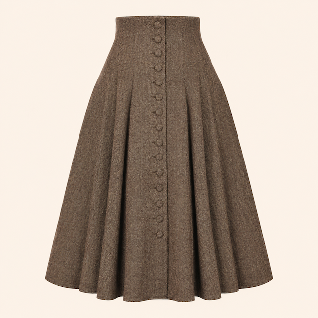 femkit Berlin Shelly Rock Mocha mit Knopfleiste und Fischgrätmuster