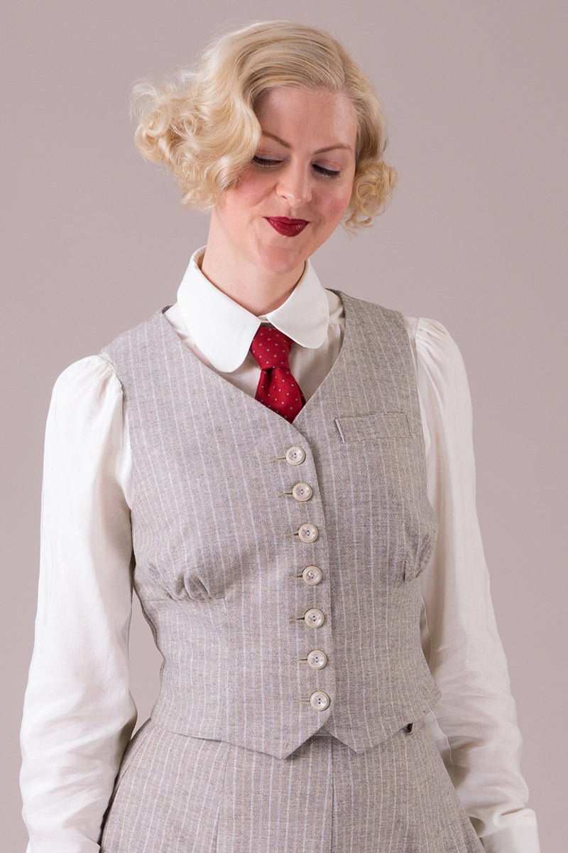 gentlewoman weste - oat pinstripe wool mix - Dotty&Dan