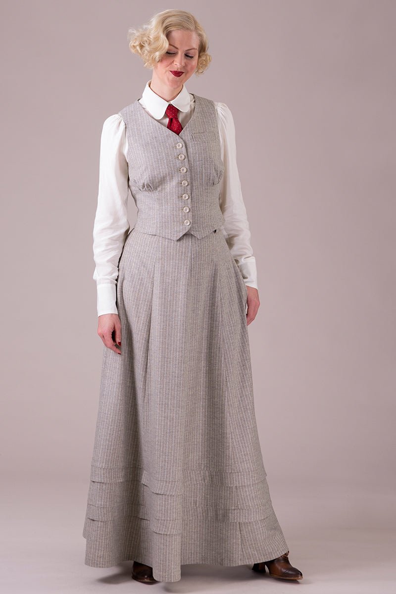 gentlewoman weste - oat pinstripe wool mix - Dotty&Dan