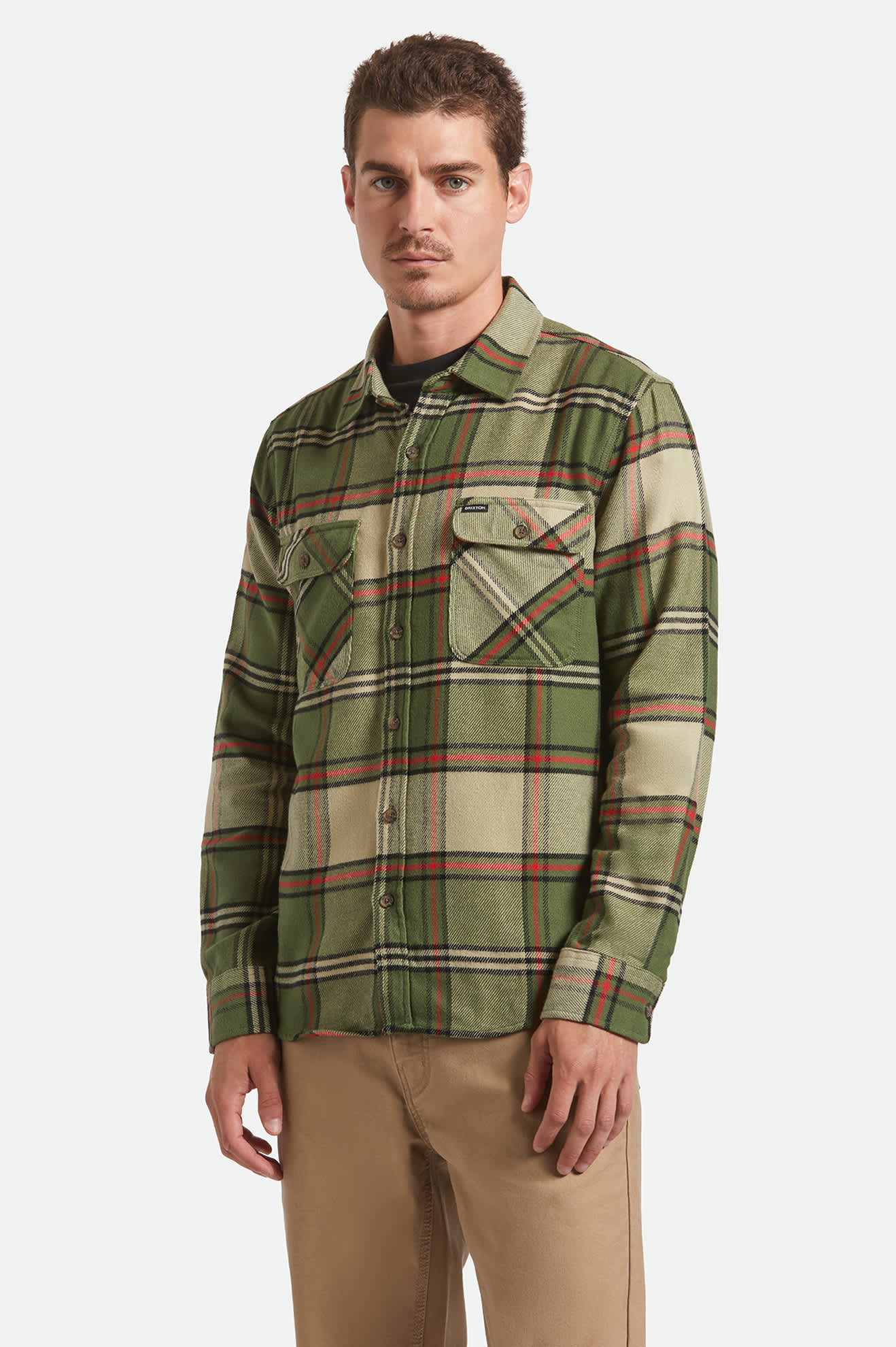 Vintage Streetwear Flanellhemd Brixton Bowery Wild Green