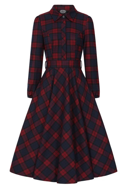 Winterkleid "Kim Tartan Swing Dress" - rot/blau - Dotty&Dan