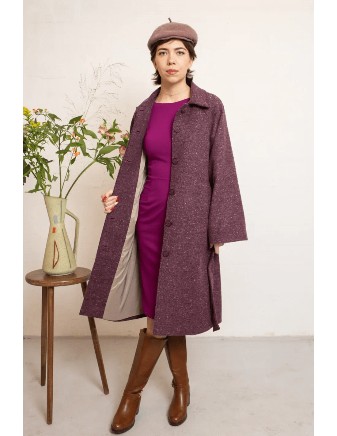 Isia Coat - petrol wool melange - Dotty&Dan