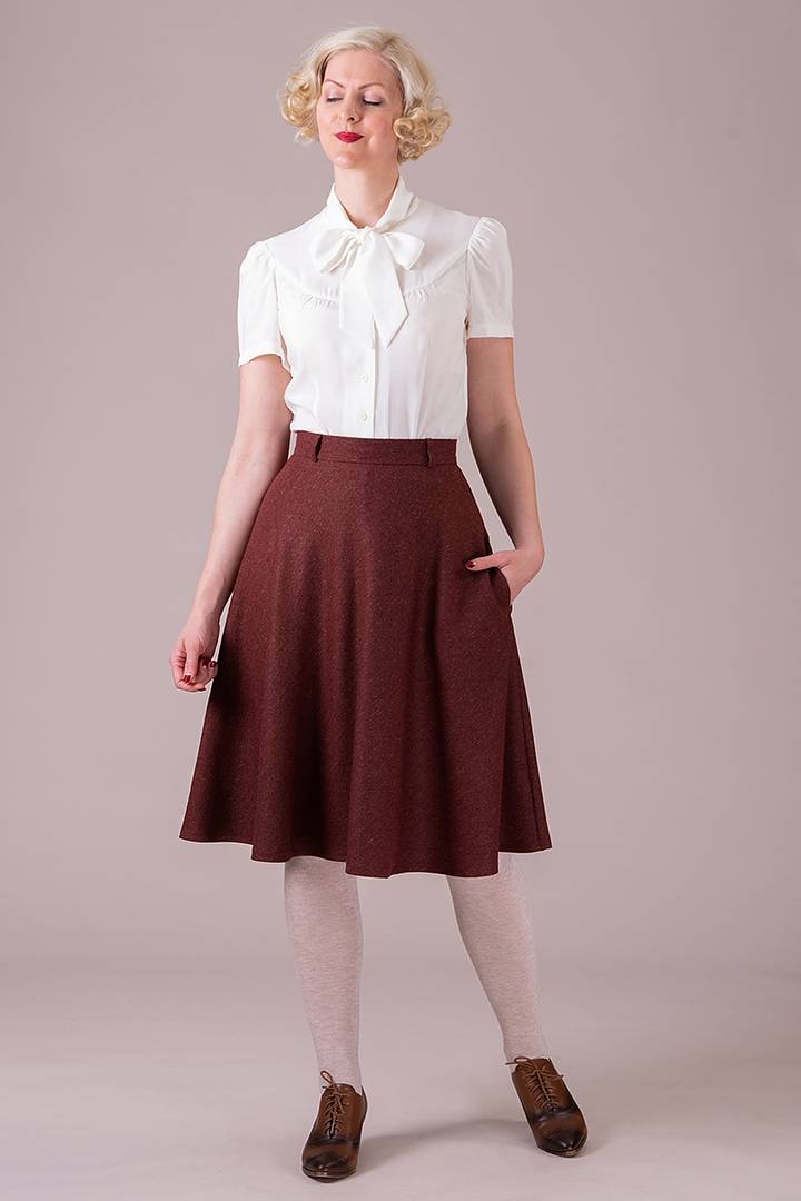 Jazzy A-line skirt - rust salt & pepper