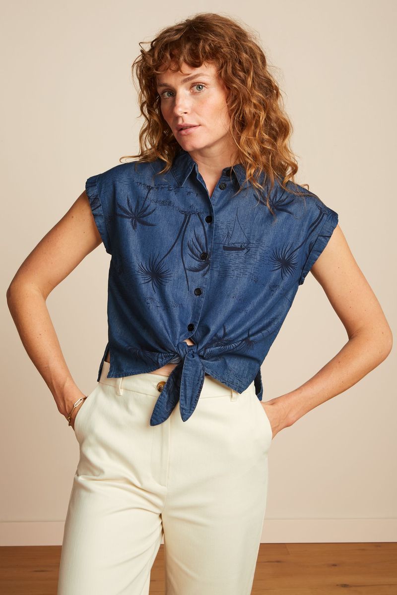 Knot Blouse Daytrip - denim blue - Dotty&Dan
