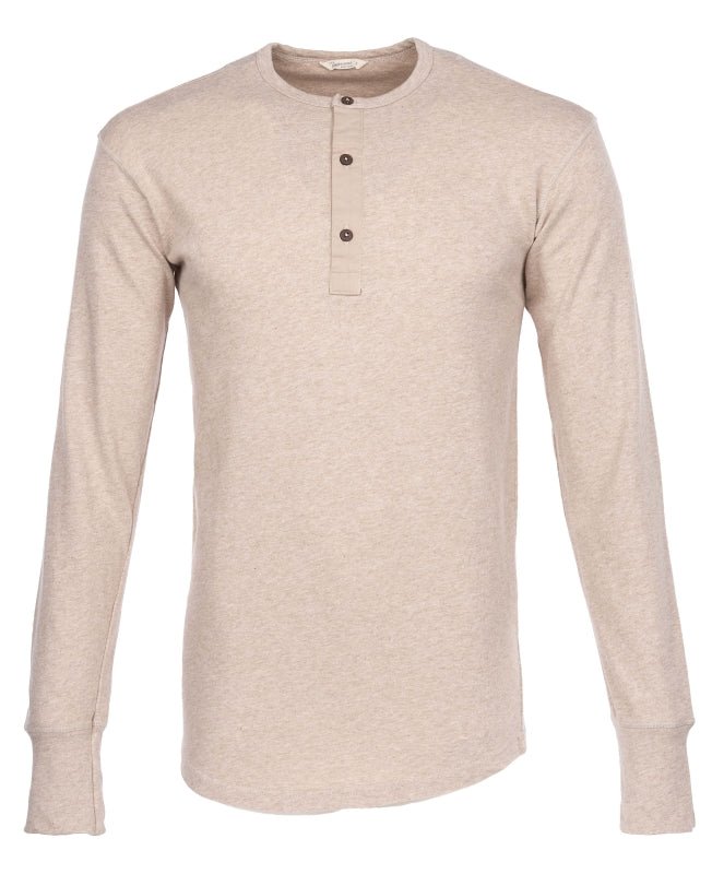 1927 Henley Shirt Long Sleeve oatmeal - Herren Vintage Baumwolle
