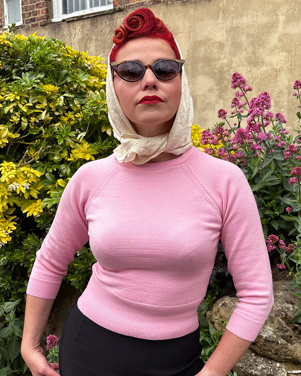 50er Jahre Sweater Girl Top Babyrosa