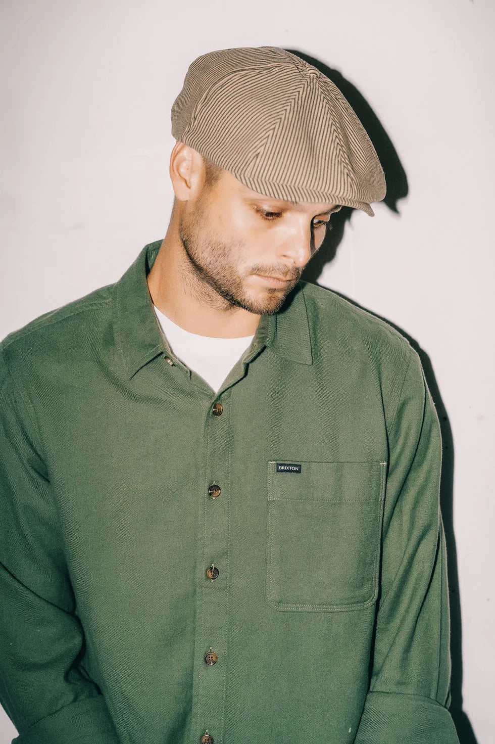 Hickory Stripe Newsboy Cap von Brixton aus Baumwolle