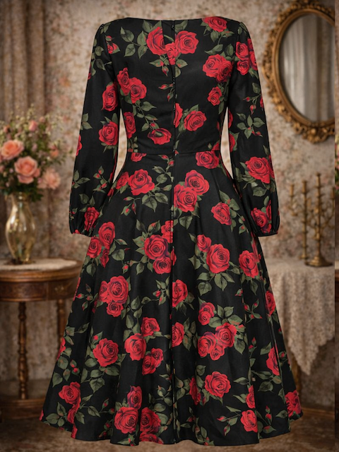 Rückansicht 50er Jahre Swing Dress mit Tellerrock und Taschen