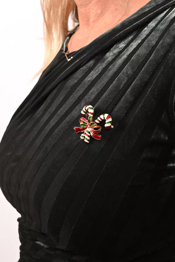 Snazzy Santa Brosche mit zuckerstangen, weitere ansicht