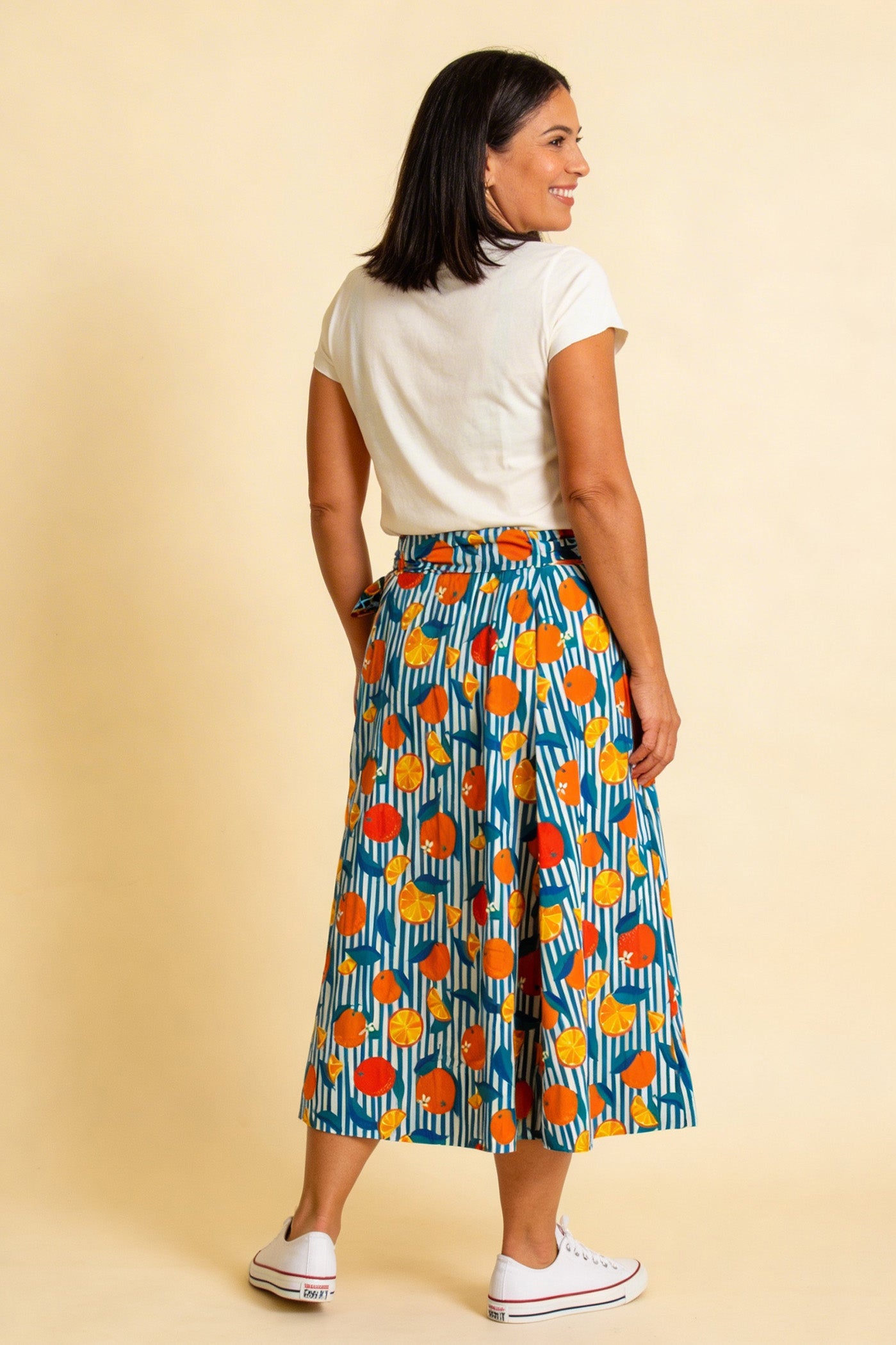 Damen Midirock luftig Vintage Stil Bio Baumwolle