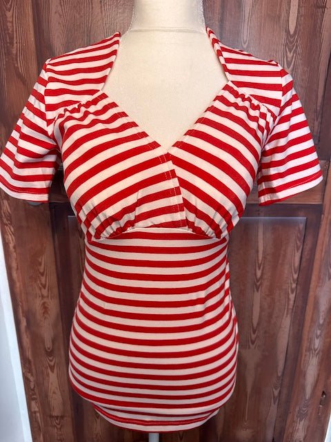 Sweetheart Top - stripe red/ecru - Dotty&Dan