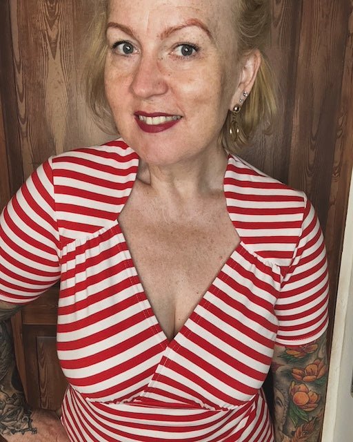 Sweetheart Top - stripe red/ecru - Dotty&Dan